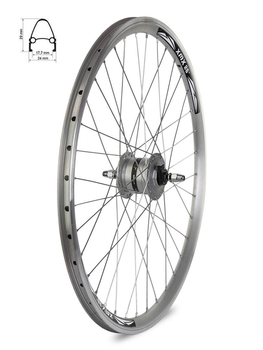 26'' Front Wheel, Bicycle Wheel Alloy Rim, SHIMANO Hub DN-3N31-NT, Dynamo 3W